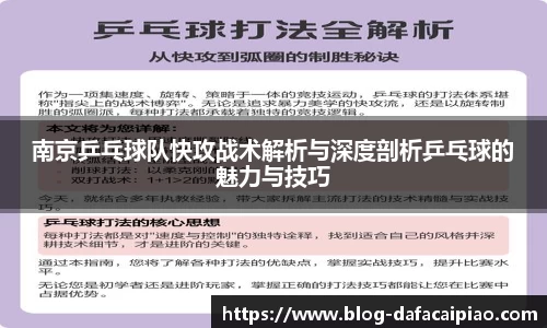 南京乒乓球队快攻战术解析与深度剖析乒乓球的魅力与技巧